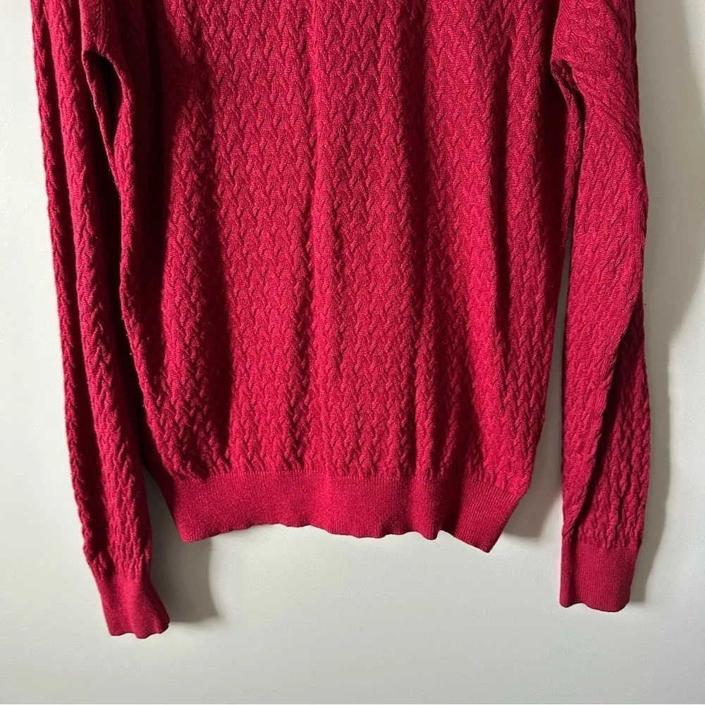 Jos A Bank Signature Gold Cashmere Silk Sweater Mens M Red Maroon Cable Knit